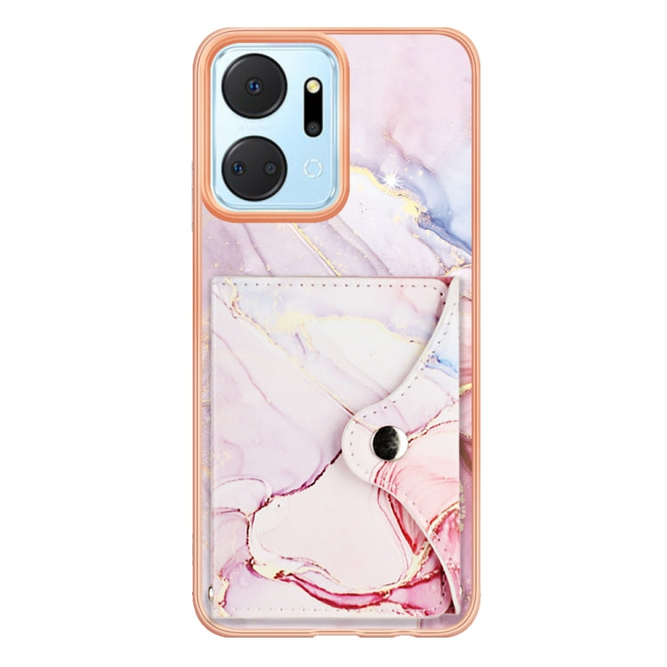 For Honor X7a Marble Pattern IMD Card Slot Phone Case(Rose Gold)