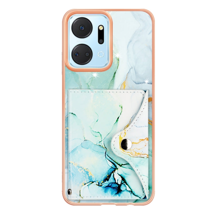 For Honor X7a Marble Pattern IMD Card Slot Phone Case(Green)