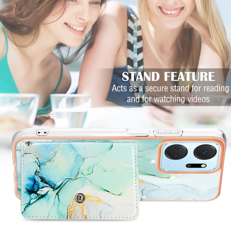 For Honor X7a Marble Pattern IMD Card Slot Phone Case(Green)