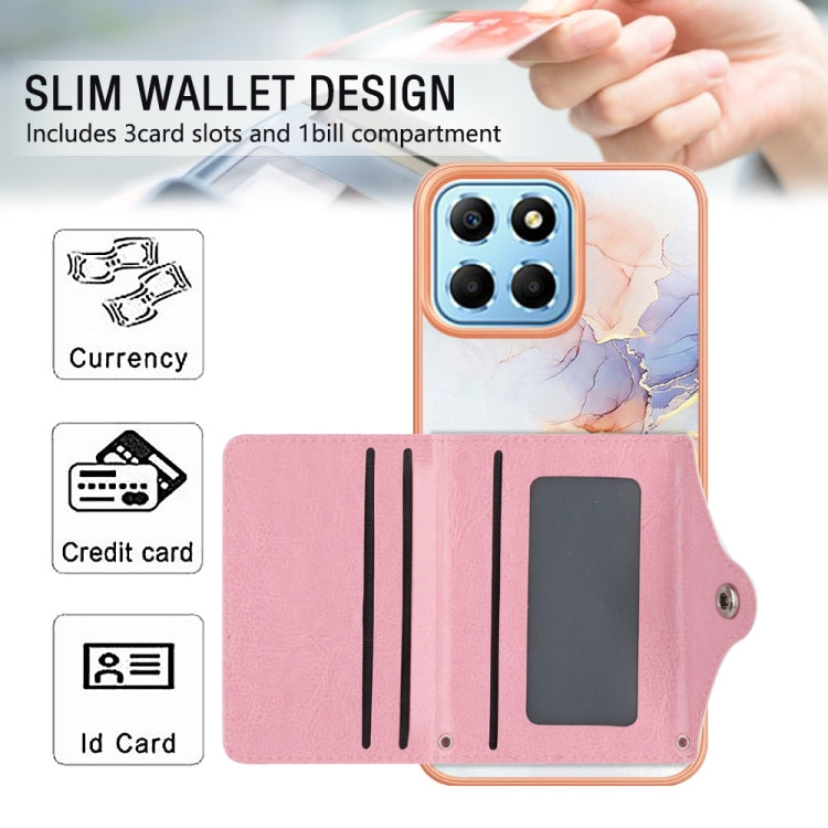 For Honor X8 5G / X6 4G Marble Pattern IMD Card Slot Phone Case(Galaxy Marble White)