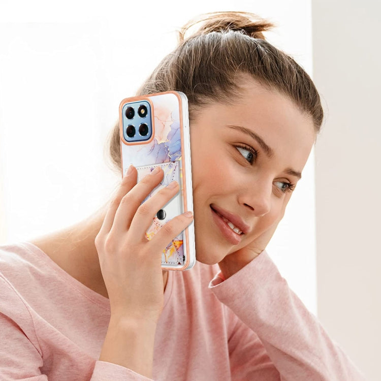 For Honor X8 5G / X6 4G Marble Pattern IMD Card Slot Phone Case(Galaxy Marble White)