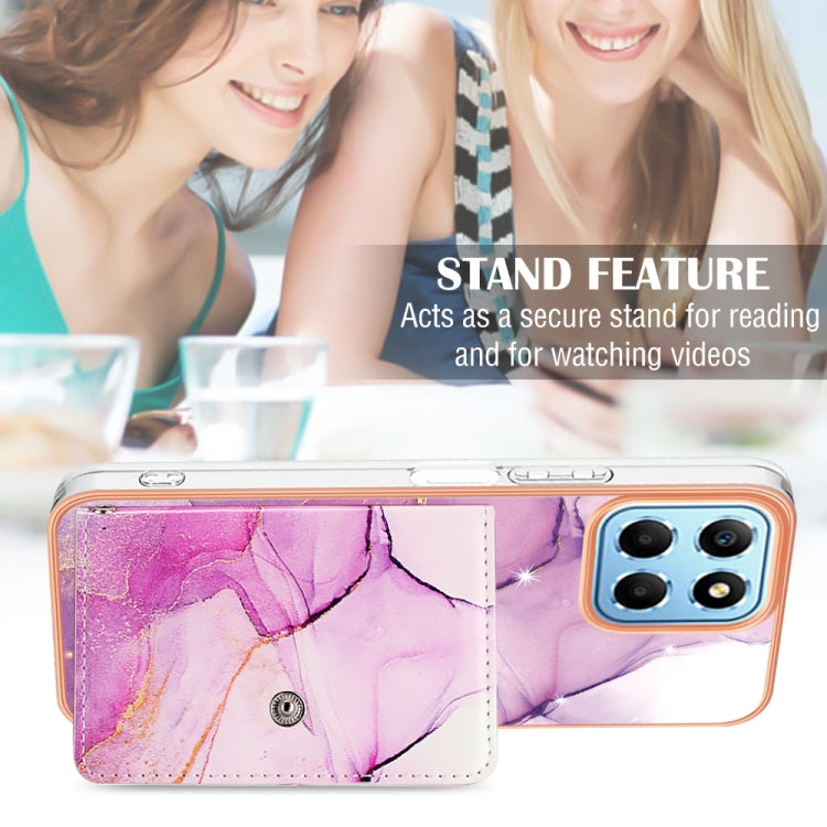 For Honor X8 5G / X6 4G Marble Pattern IMD Card Slot Phone Case(Pink Purple Gold)