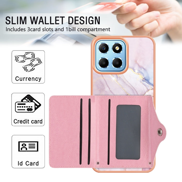 For Honor X8 5G / X6 4G Marble Pattern IMD Card Slot Phone Case(Rose Gold)