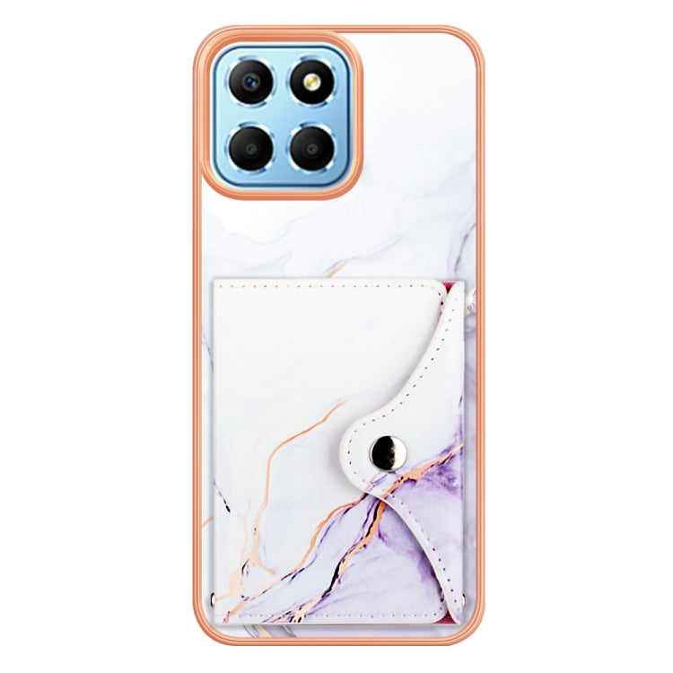 For Honor X8 5G / X6 4G Marble Pattern IMD Card Slot Phone Case(White Purple)
