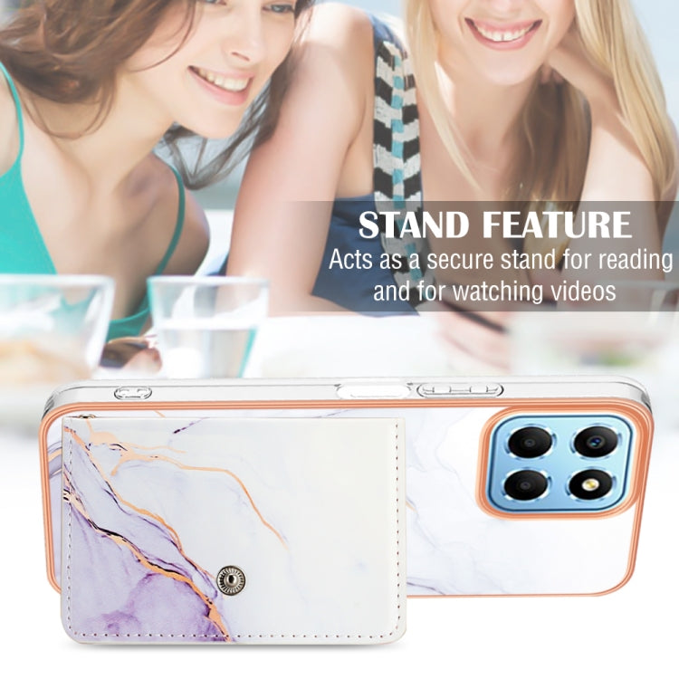 For Honor X8 5G / X6 4G Marble Pattern IMD Card Slot Phone Case(White Purple)
