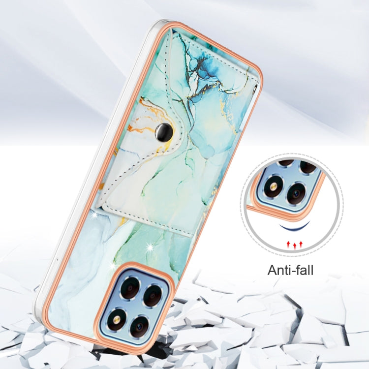 For Honor X8 5G / X6 4G Marble Pattern IMD Card Slot Phone Case(Green)