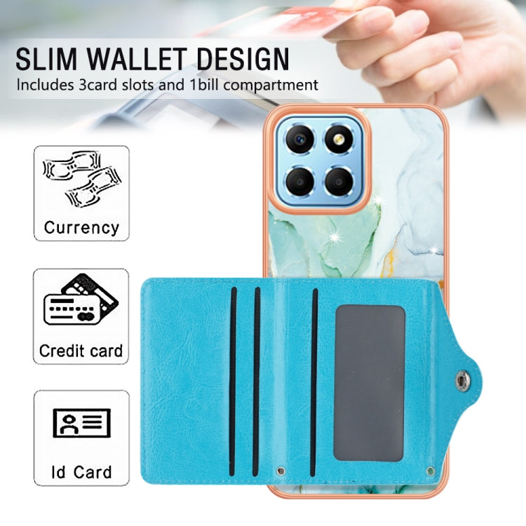 For Honor X8 5G / X6 4G Marble Pattern IMD Card Slot Phone Case(Green)