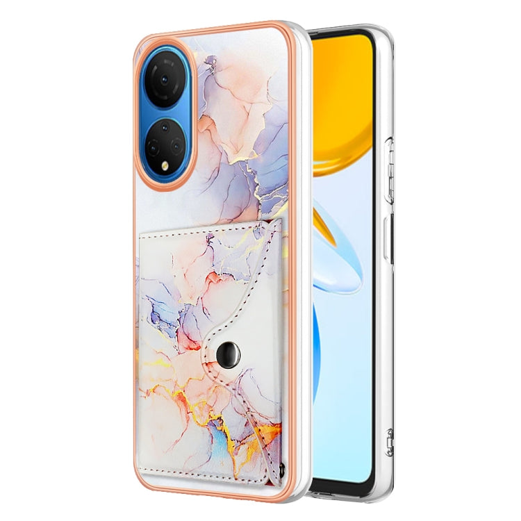 For Honor X7 Marble Pattern IMD Card Slot Phone Case(Galaxy Marble White)