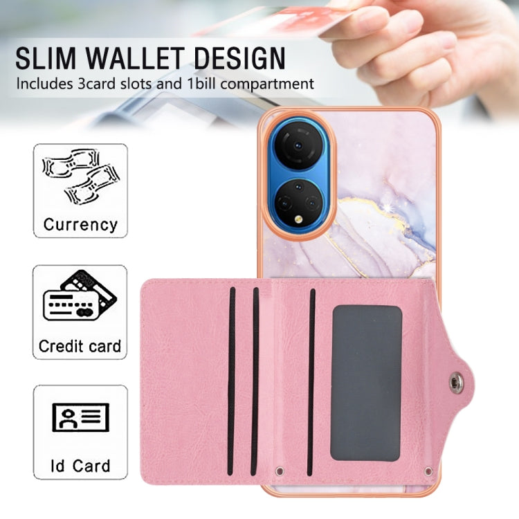 For Honor X7 Marble Pattern IMD Card Slot Phone Case(Rose Gold)