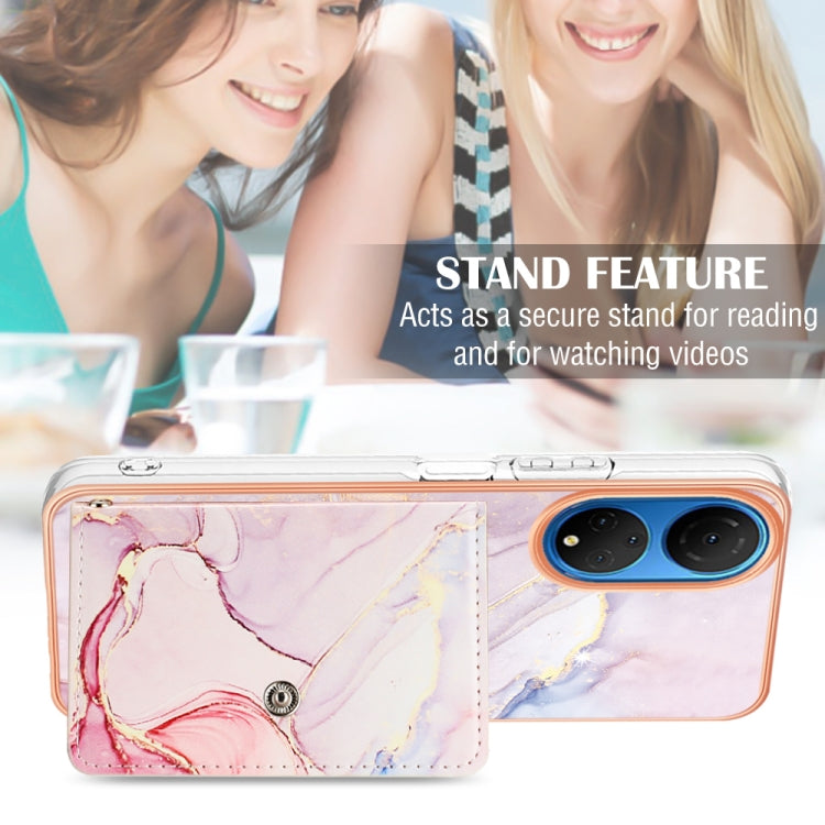 For Honor X7 Marble Pattern IMD Card Slot Phone Case(Rose Gold)