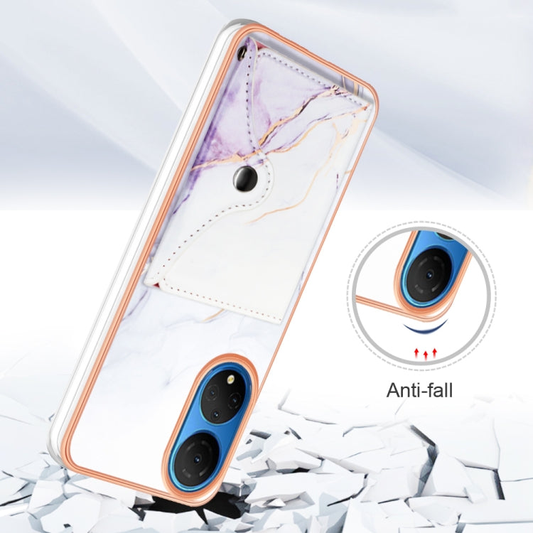 For Honor X7 Marble Pattern IMD Card Slot Phone Case(White Purple)