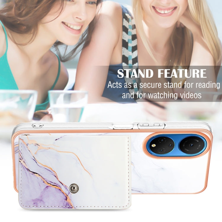 For Honor X7 Marble Pattern IMD Card Slot Phone Case(White Purple)