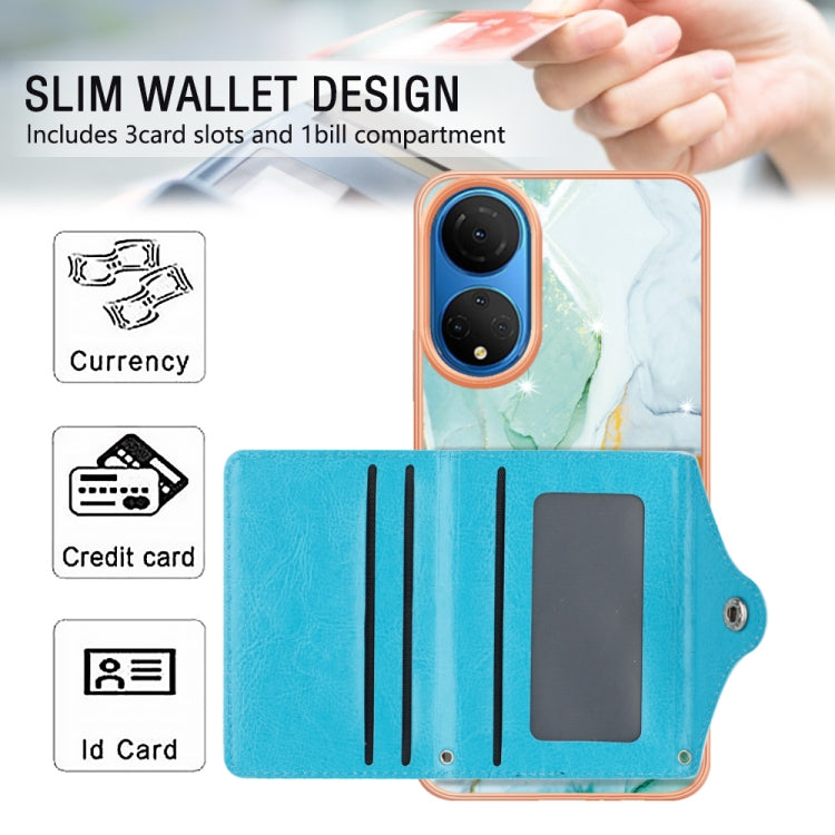 For Honor X7 Marble Pattern IMD Card Slot Phone Case(Green)