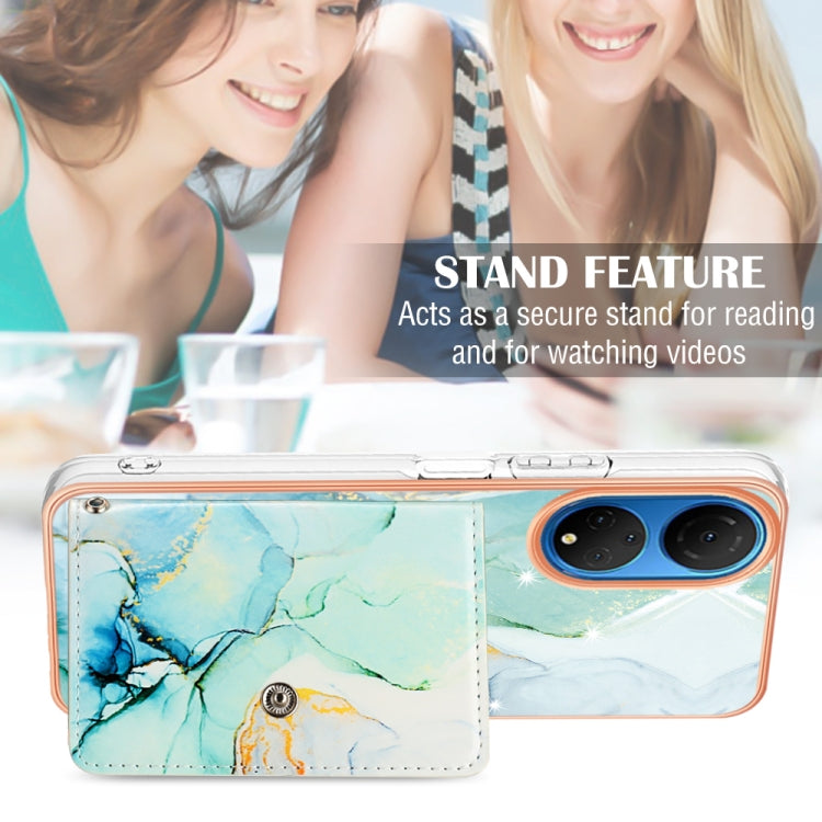 For Honor X7 Marble Pattern IMD Card Slot Phone Case(Green)