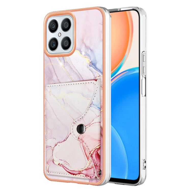 For Honor X8 4G Marble Pattern IMD Card Slot Phone Case(Rose Gold)