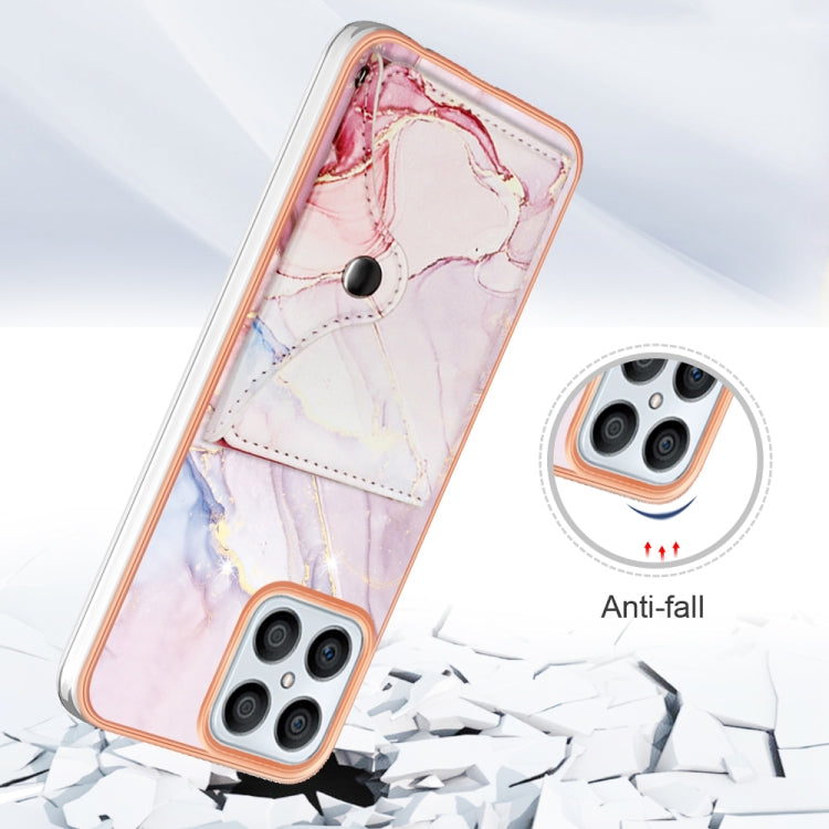 For Honor X8 4G Marble Pattern IMD Card Slot Phone Case(Rose Gold)