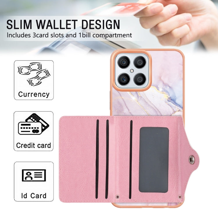 For Honor X8 4G Marble Pattern IMD Card Slot Phone Case(Rose Gold)