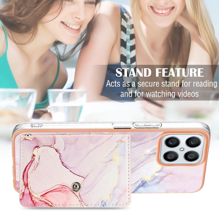 For Honor X8 4G Marble Pattern IMD Card Slot Phone Case(Rose Gold)