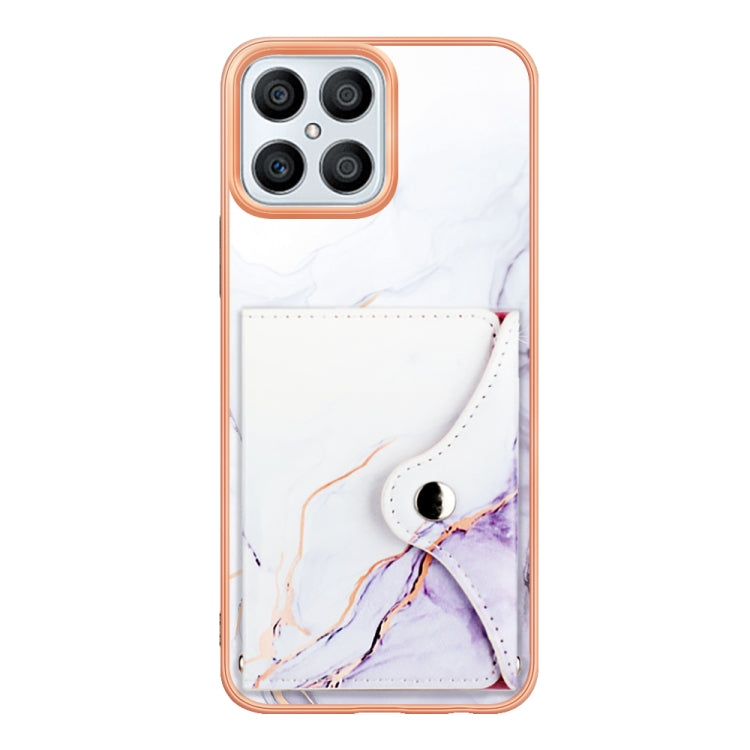 For Honor X8 4G Marble Pattern IMD Card Slot Phone Case(White Purple)