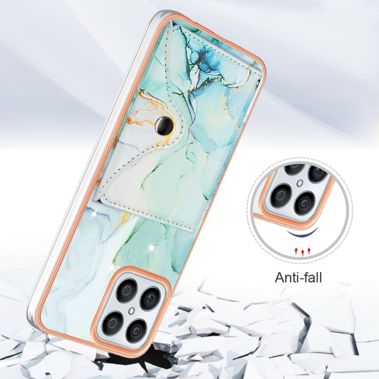 For Honor X8 4G Marble Pattern IMD Card Slot Phone Case(Green)