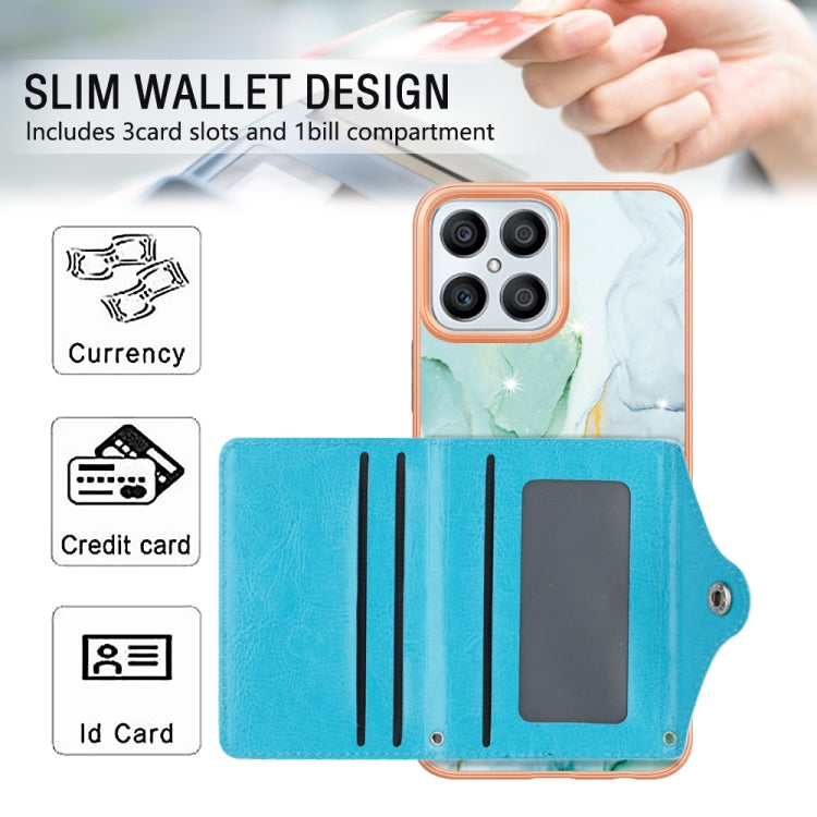 For Honor X8 4G Marble Pattern IMD Card Slot Phone Case(Green)