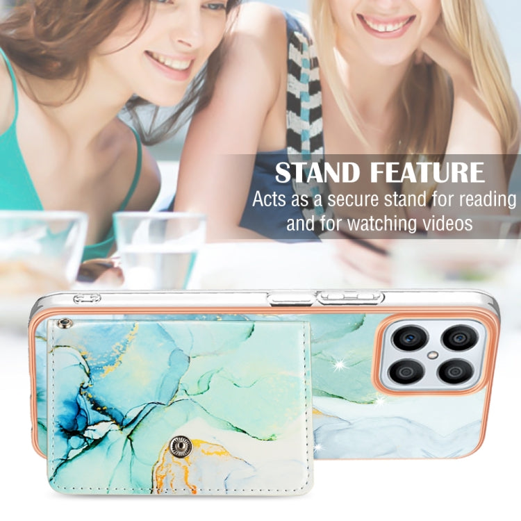 For Honor X8 4G Marble Pattern IMD Card Slot Phone Case(Green)