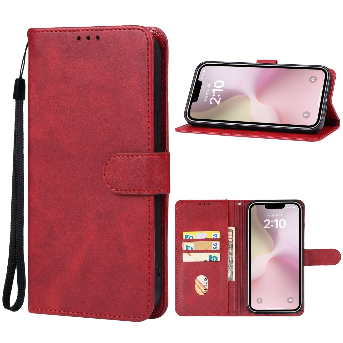 For iPhone 16e Leather Phone Case(Red)