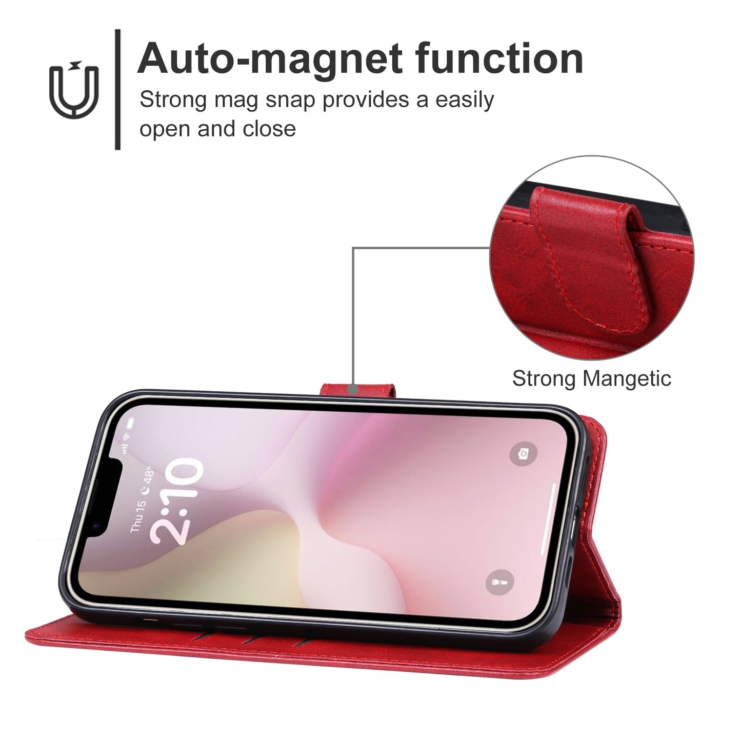 For iPhone 16e Leather Phone Case(Red)