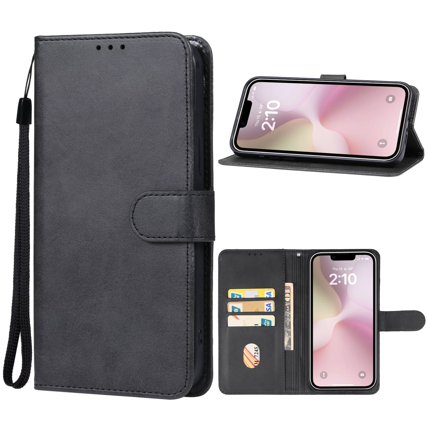 For iPhone 16e Leather Phone Case(Black)