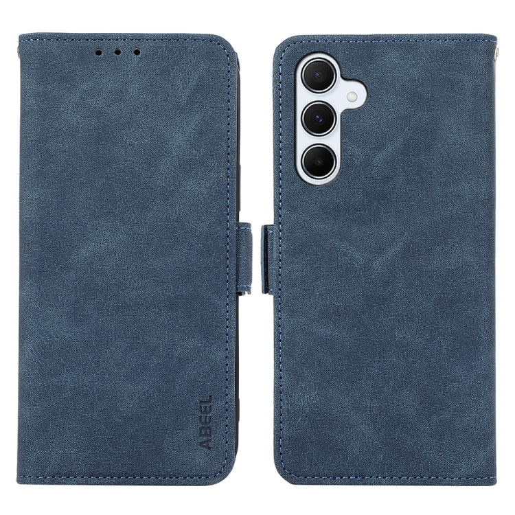 For Samsung Galaxy S24 5G ABEEL Frosted Magnetic RFID Leather Phone Case(Blue)