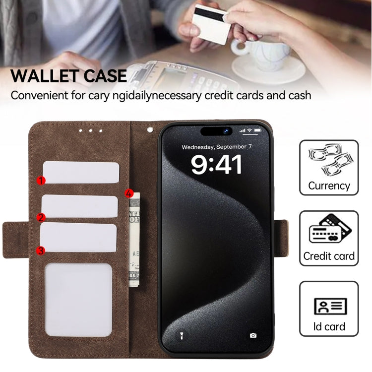 For Samsung Galaxy S24 5G ABEEL Frosted Magnetic RFID Leather Phone Case(Brown)