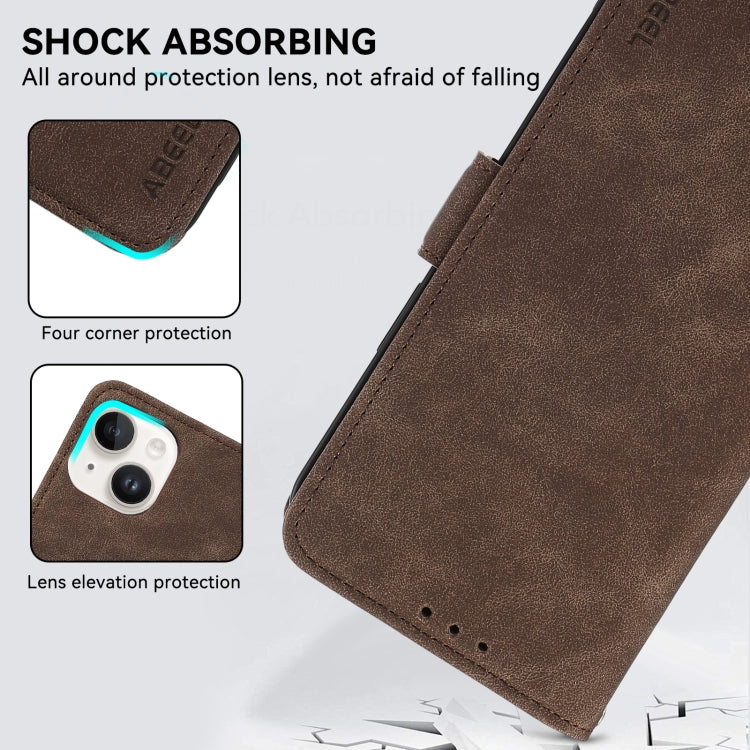 For Samsung Galaxy S24 5G ABEEL Frosted Magnetic RFID Leather Phone Case(Brown)