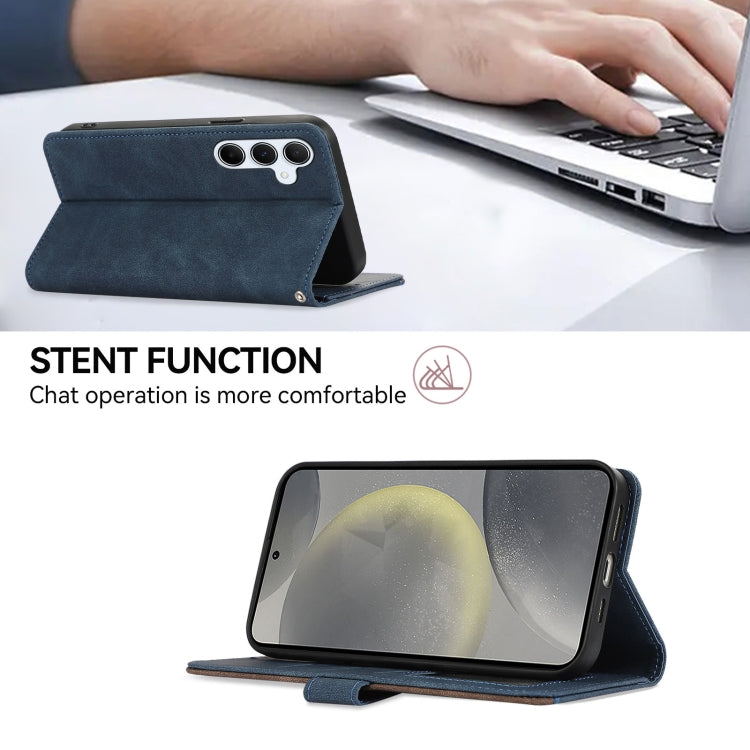 For Samsung Galaxy S24 5G ABEEL Color Block Magnetic RFID Leather Phone Case(Blue-Brown)