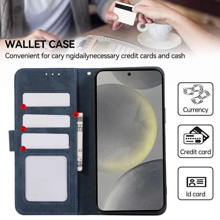 For Samsung Galaxy S24 5G ABEEL Color Block Magnetic RFID Leather Phone Case(Blue-Brown)