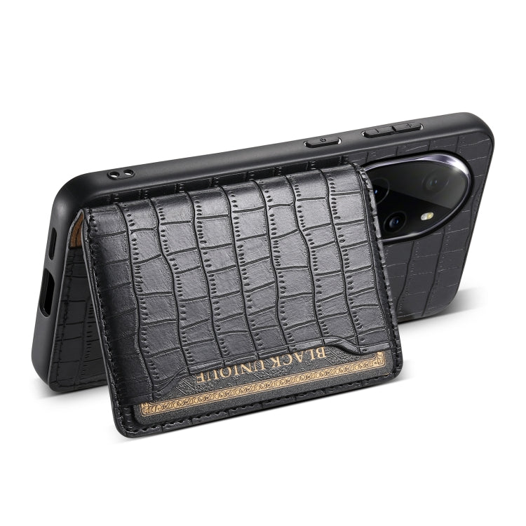 For Honor 100 Pro Crocodile Texture Card Bag Design Full Coverage Phone Case(Black)