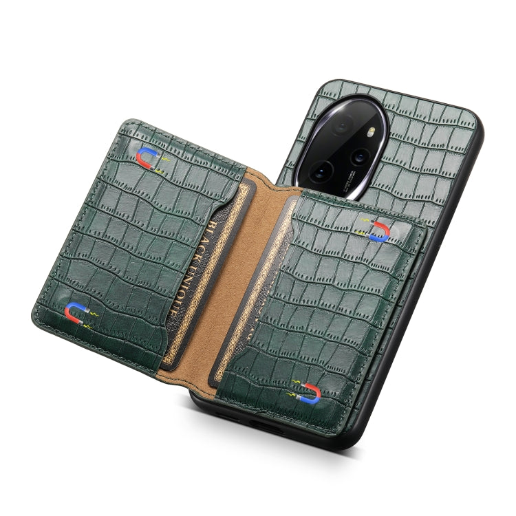 For Honor 100 Pro Crocodile Texture Card Bag Design Full Coverage Phone Case(Green)