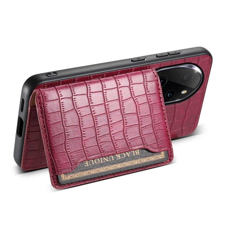 For Honor 100 Pro Crocodile Texture Card Bag Design Full Coverage Phone Case(Red)