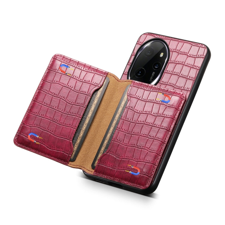For Honor 100 Pro Crocodile Texture Card Bag Design Full Coverage Phone Case(Red)