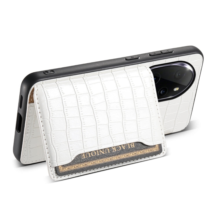 For Honor 100 Pro Crocodile Texture Card Bag Design Full Coverage Phone Case(White)