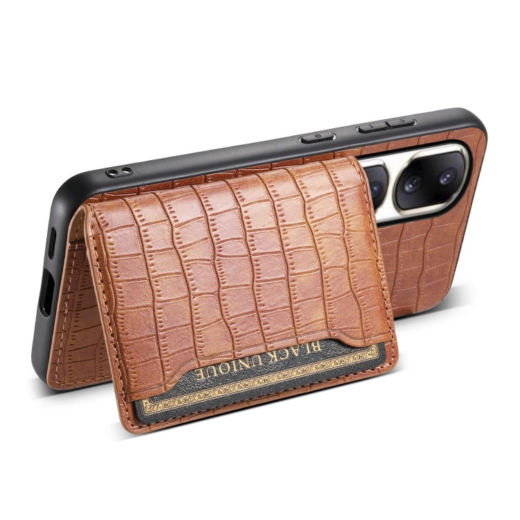 For Honor 90 Pro Crocodile Texture Card Bag Design Full Coverage Phone Case(Brown)