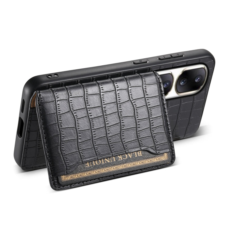 For Honor 90 Pro Crocodile Texture Card Bag Design Full Coverage Phone Case(Black)