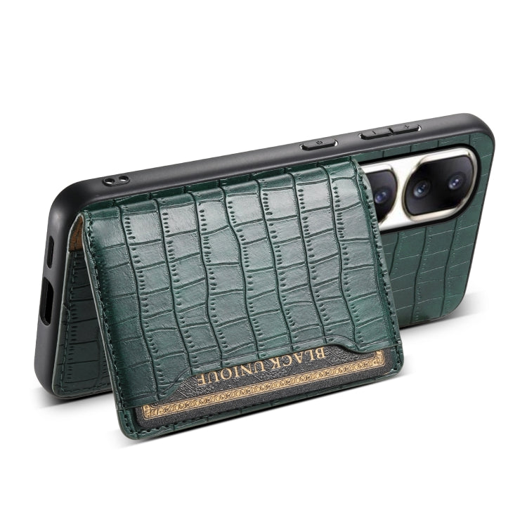 For Honor 90 Pro Crocodile Texture Card Bag Design Full Coverage Phone Case(Green)