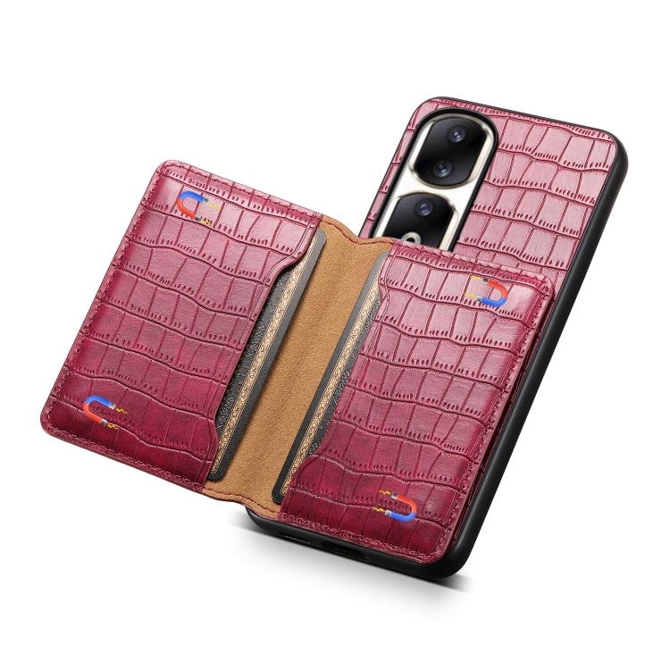 For Honor 90 Pro Crocodile Texture Card Bag Design Full Coverage Phone Case(Red)