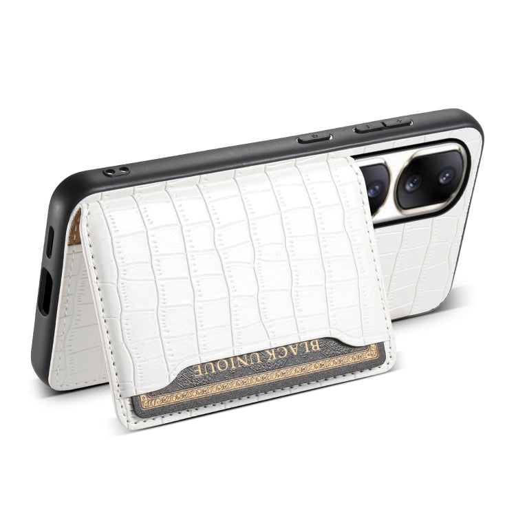 For Honor 90 Pro Crocodile Texture Card Bag Design Full Coverage Phone Case(White)