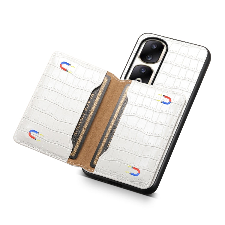 For Honor 90 Pro Crocodile Texture Card Bag Design Full Coverage Phone Case(White)