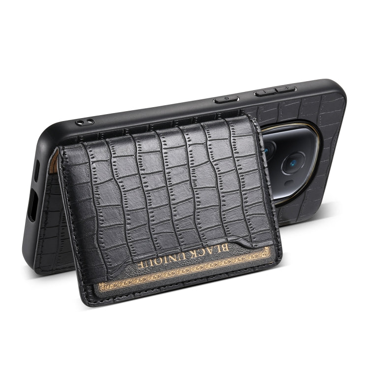 For Honor Magic5 Ultimate Crocodile Texture Card Bag Design Full Coverage Phone Case(Black)