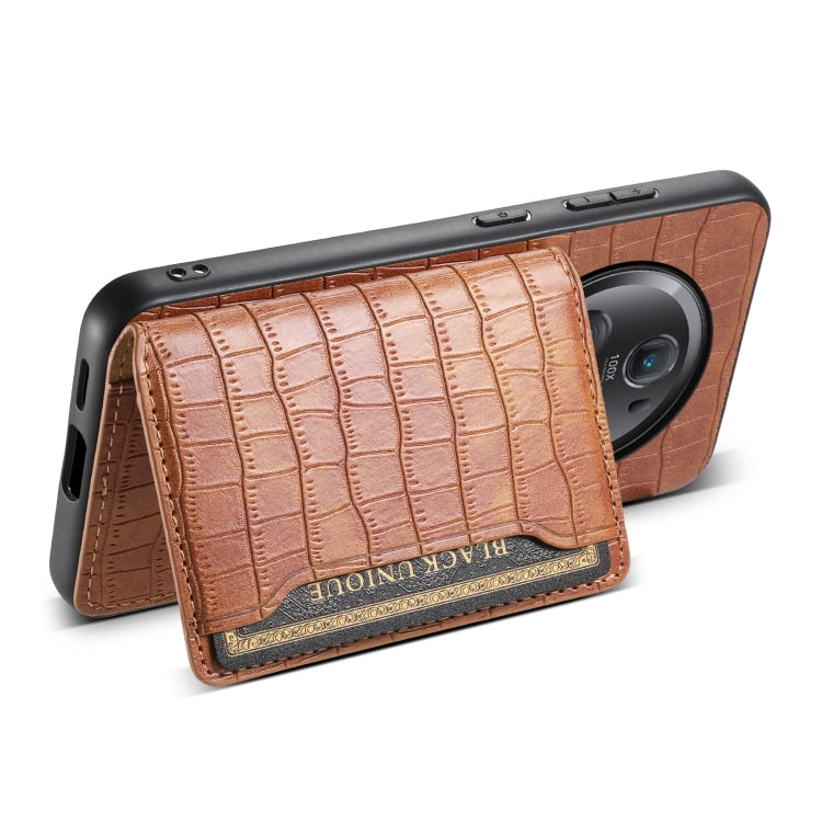 For Honor Magic5 Pro Crocodile Texture Card Bag Design Full Coverage Phone Case(Brown)