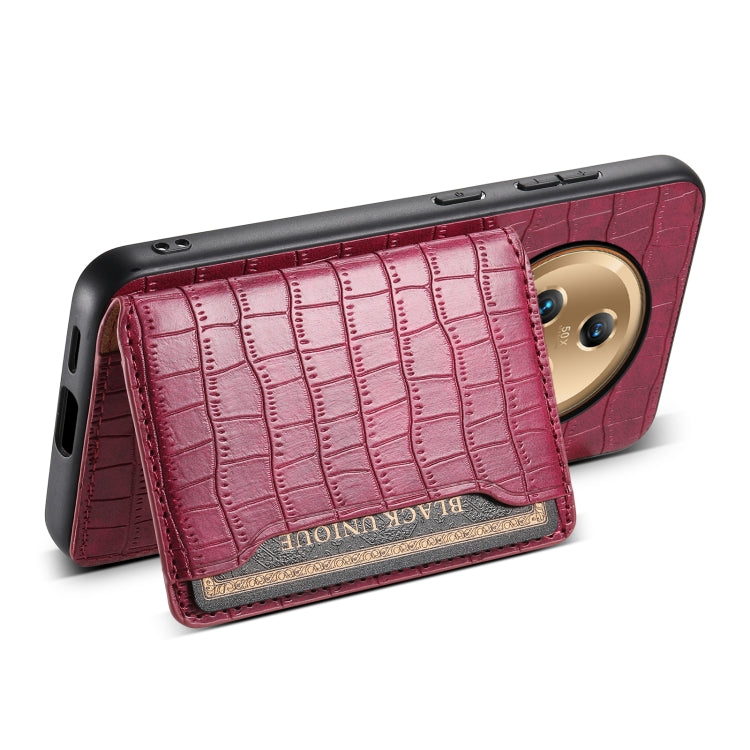 For Honor Magic5 Crocodile Texture Card Bag Design Full Coverage Phone Case(Red)