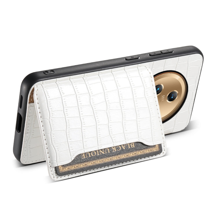 For Honor Magic5 Crocodile Texture Card Bag Design Full Coverage Phone Case(White)
