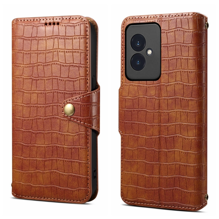 For Honor 100 Denior Crocodile Texture Oil Edge Leather Phone Case(Brown)